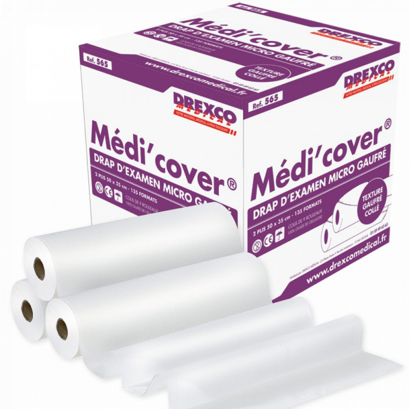 Draps d'examen micro-gaufrés 35cm - 135 fts medi'cover - Drexco Médical