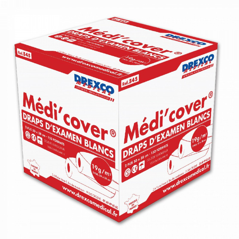 Draps d'examen prédécoupe 35 cm - 150 formats medi'cover - Drexco Médical